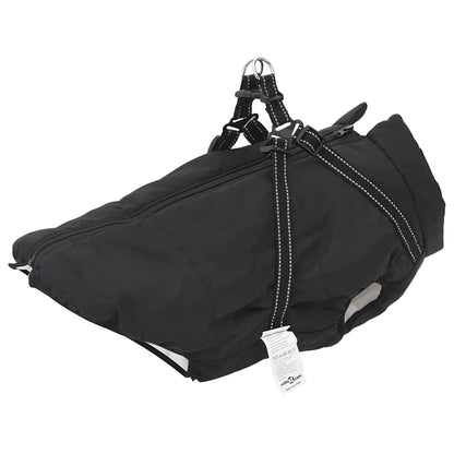 Cappotto Cani con Imbracatura Impermeabile Riflettente Nero L52