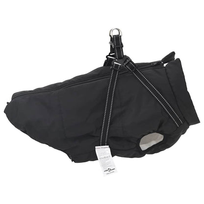 Cappotto Cani con Imbracatura Impermeabile Riflettente Nero L52