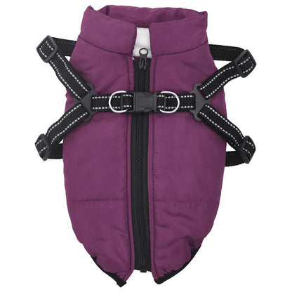 Cappotto Cani Imbracatura Impermeabile Riflettente Viola L32