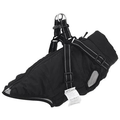 Cappotto Cani con Imbracatura Impermeabile Riflettente Nero L28