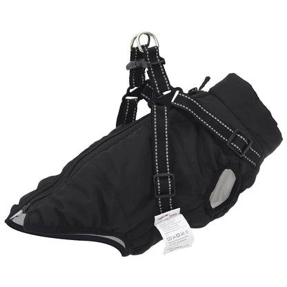 Cappotto Cani con Imbracatura Impermeabile Riflettente Nero L32