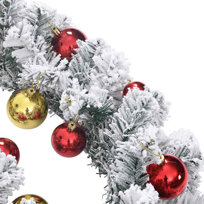 Ghirlanda di Natale con Palline e Luci LED Verde 5 m PVC