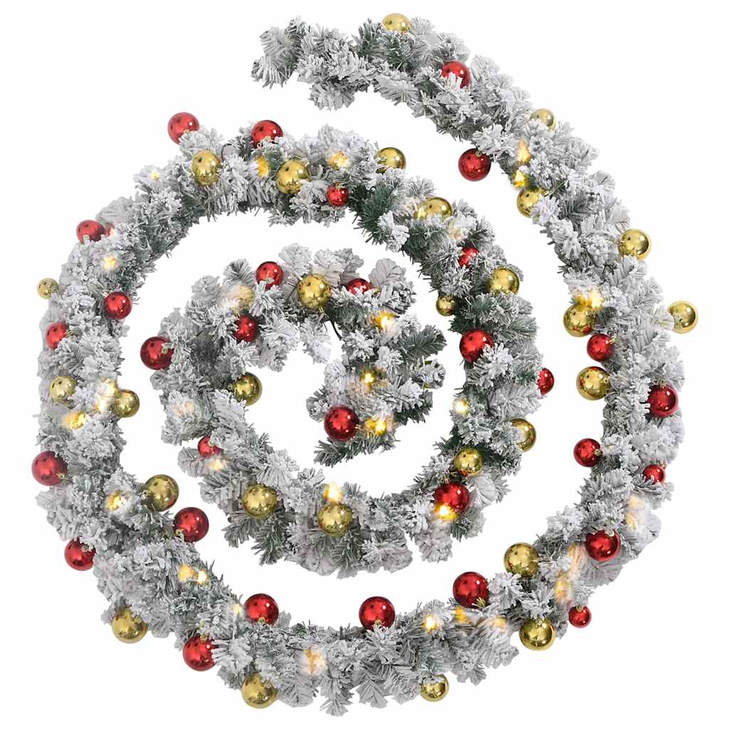 Ghirlanda di Natale con Palline e Luci LED Verde 10 m PVC