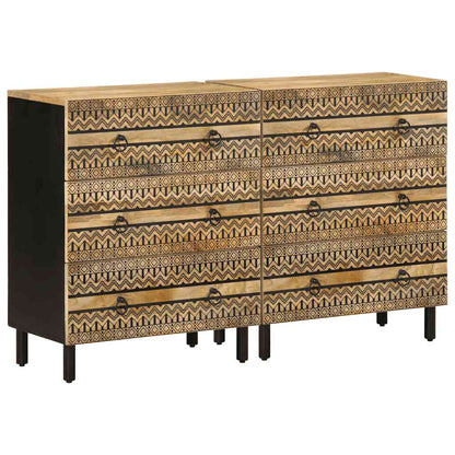 Credenze 2 pz in Legno Massello di Mango