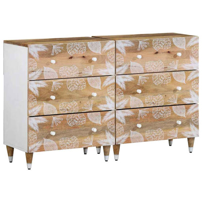 Credenze 2 pz 60x33,5x75 cm in Legno Massello di Mango