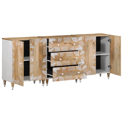 Credenze 3 pz 60x33,5x75 cm in Legno Massello di Mango