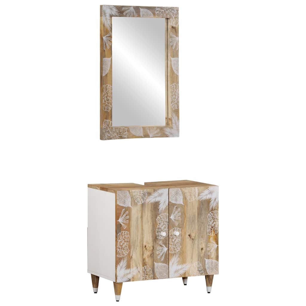 Set Mobili da Bagno 2pz in Legno Massello di Mango