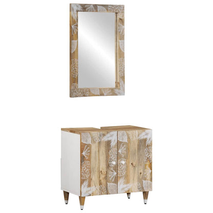 Set Mobili da Bagno 2pz in Legno Massello di Mango