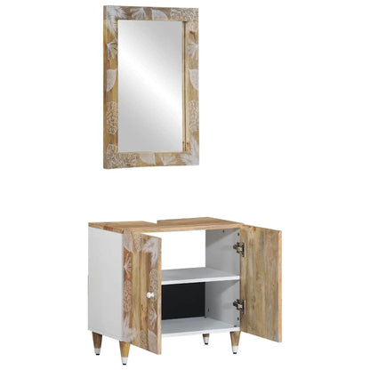 Set Mobili da Bagno 2pz in Legno Massello di Mango