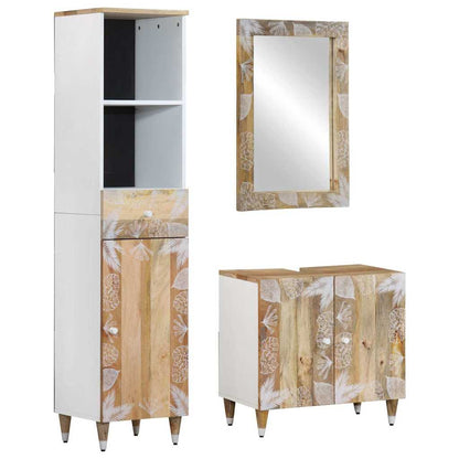 Set Mobili da Bagno 3pz in Legno Massello di Mango