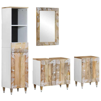 Set Mobili da Bagno 4 pz in Legno Massello di Mango
