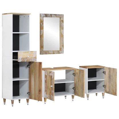 Set Mobili da Bagno 4 pz in Legno Massello di Mango