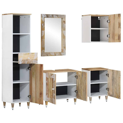 Set Mobili da Bagno 5 pz in Legno Massello di Mango