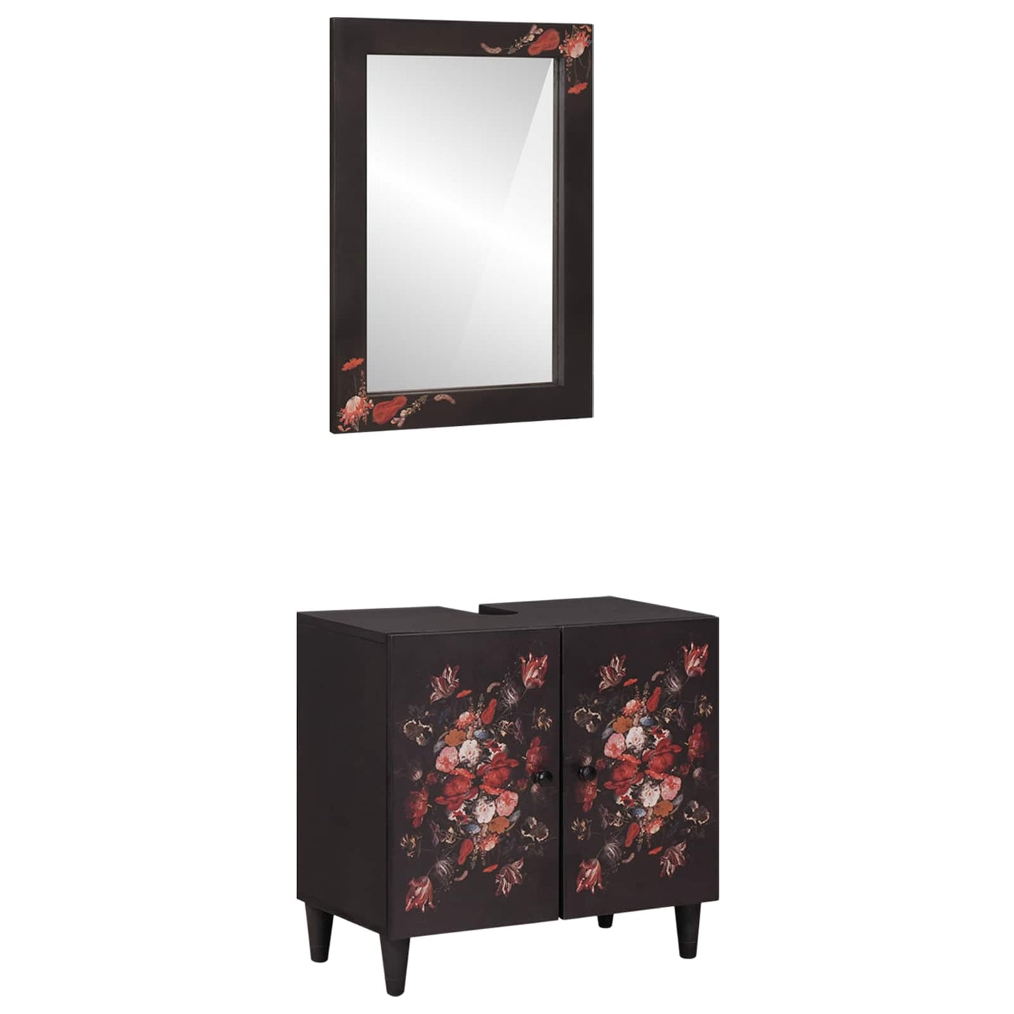 Set di Armadi da Bagno con porta 2 pcs Legno di mango massello