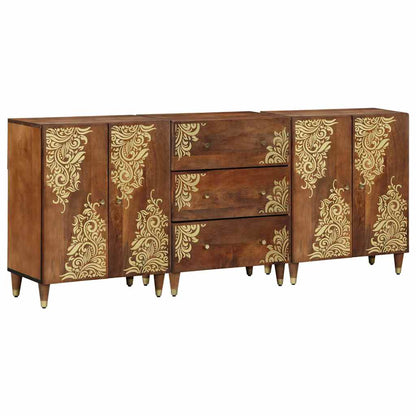 Set di Armadi da Bagno con cassetto 3 pcs Miele Marrone e Oro