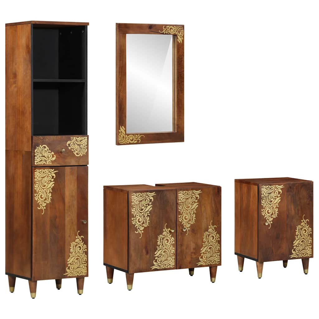 Set di Armadi da Bagno con cassetto 4 pcs Marrone miele