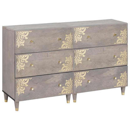 Credenza 2 pcs Grigio 60 x 33 x 75 cm Legno di mango massello
