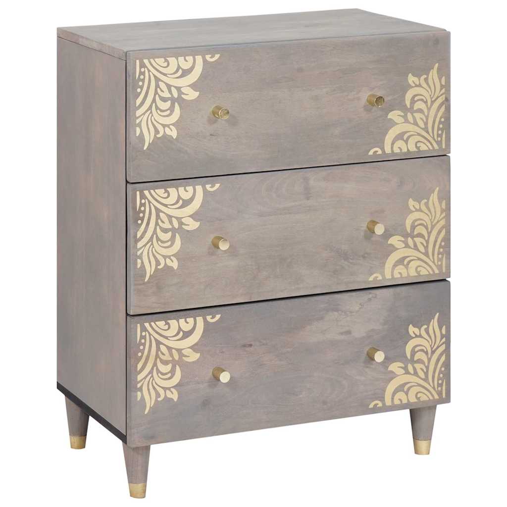 Credenza 2 pcs Grigio 60 x 33 x 75 cm Legno di mango massello