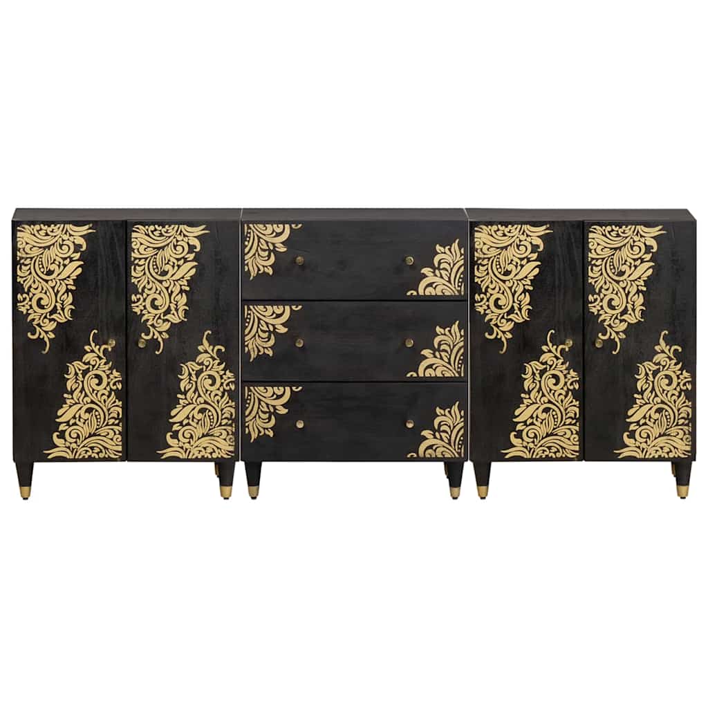 Set di Armadi da Bagno con cassetto 3 pcs Nero 180 x 33 x 75 cm