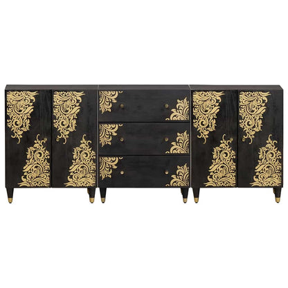 Set di Armadi da Bagno con cassetto 3 pcs Nero 180 x 33 x 75 cm