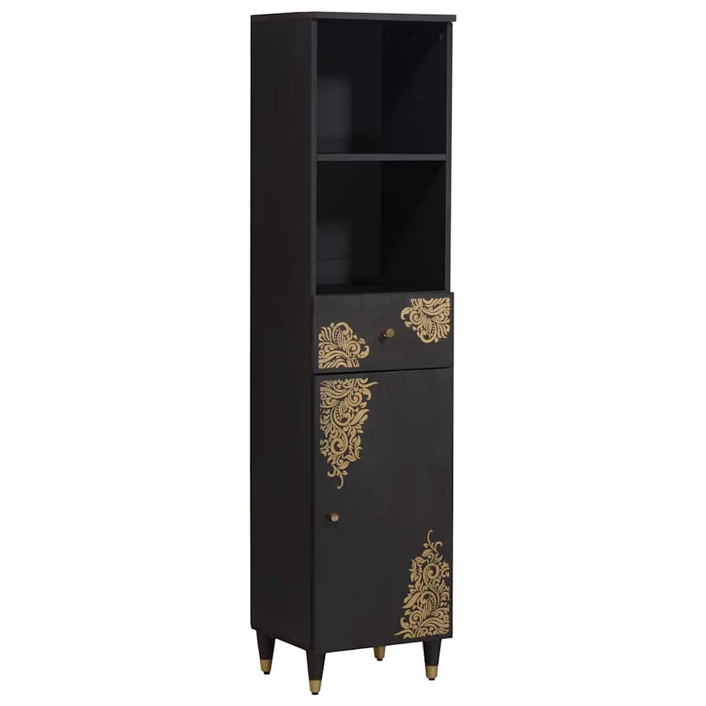 Set di Armadi da Bagno 5 pcs Nero Legno di mango massello