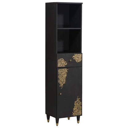 Set di Armadi da Bagno 5 pcs Nero Legno di mango massello
