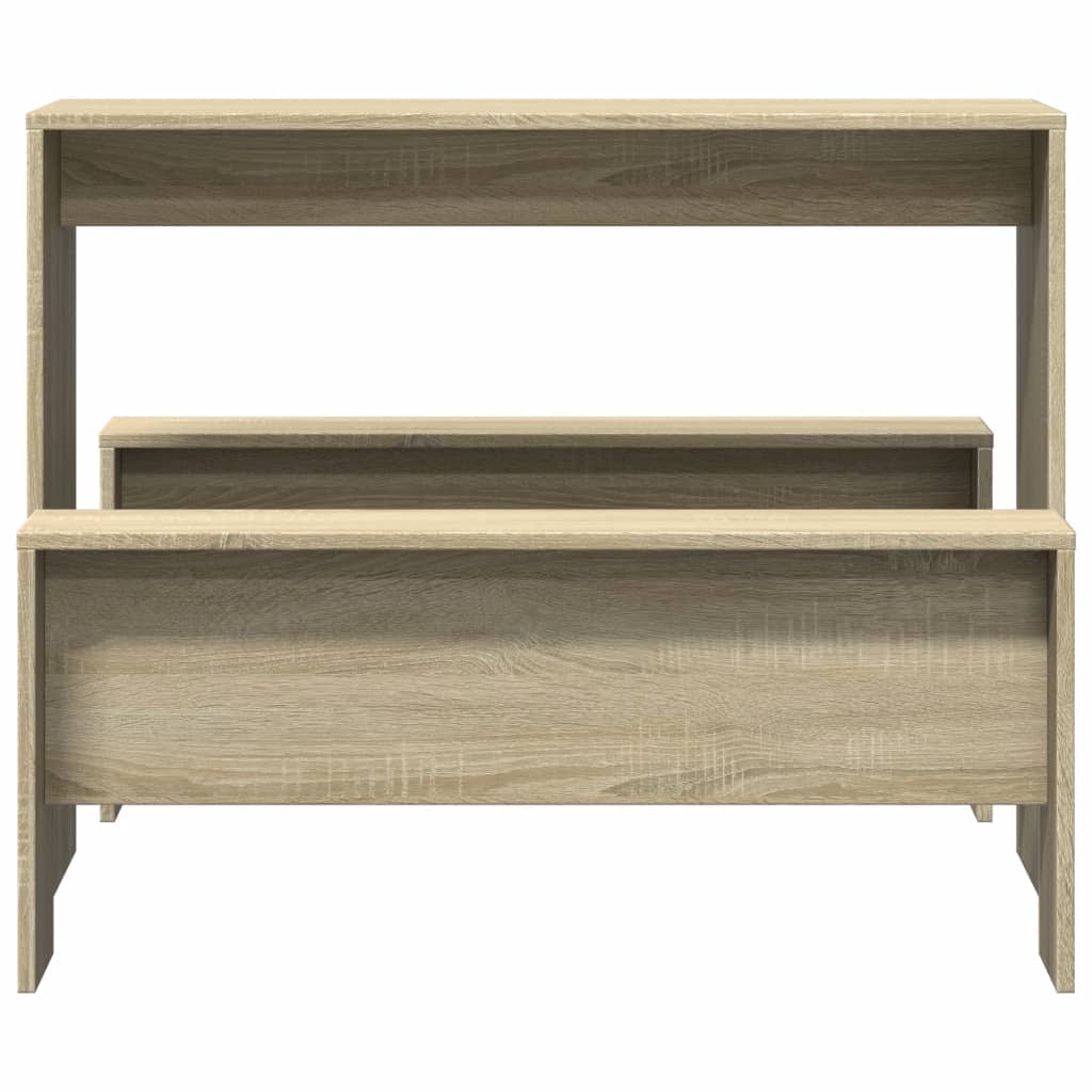 Set Tavolo da Pranzo e Panche 3 pz Rovere Sonoma in Truciolato