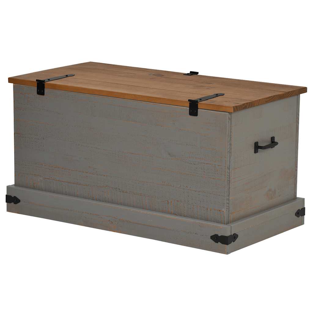Cassapanca HALDEN Grigio 91x48x47 cm in Legno Massello di Pino