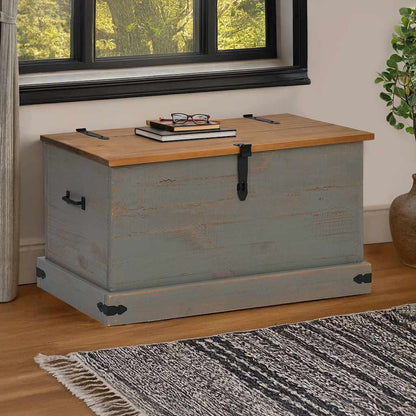 Cassapanca HALDEN Grigio 91x48x47 cm in Legno Massello di Pino