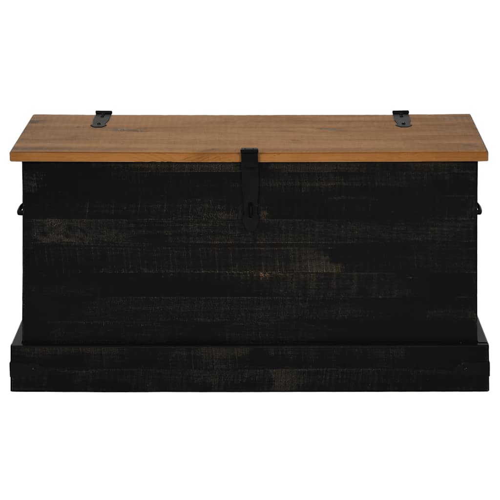 Cassapanca HALDEN Nero 91x48x47 cm in Legno Massello di Pino