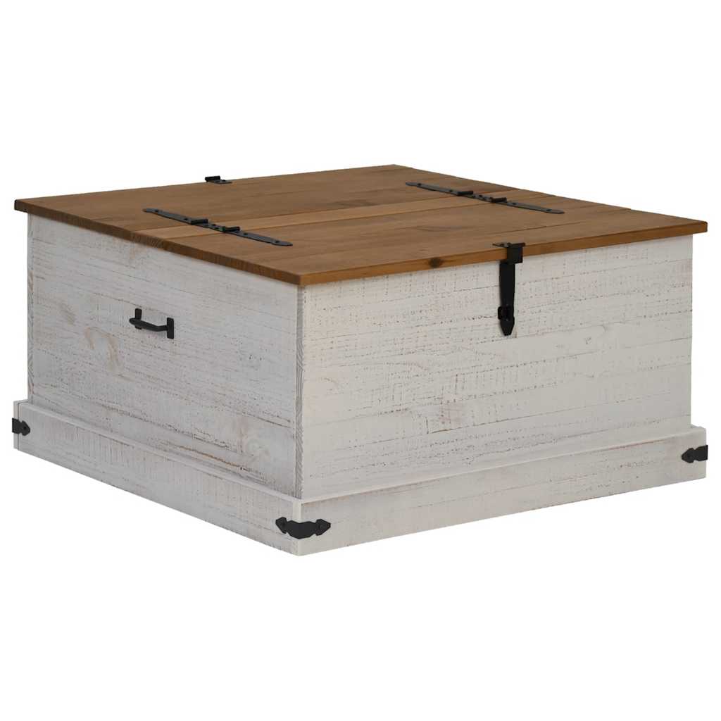 Cassapanca HALDEN Bianco 91x91x47 cm in Legno Massello di Pino