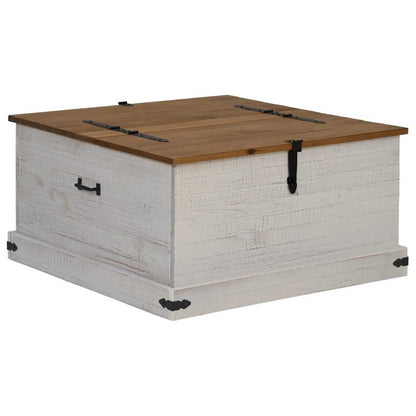 Cassapanca HALDEN Bianco 91x91x47 cm in Legno Massello di Pino