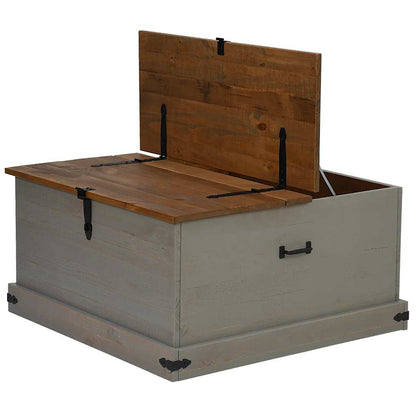 Cassapanca HALDEN Grigio 91x91x47 cm in Legno Massello di Pino