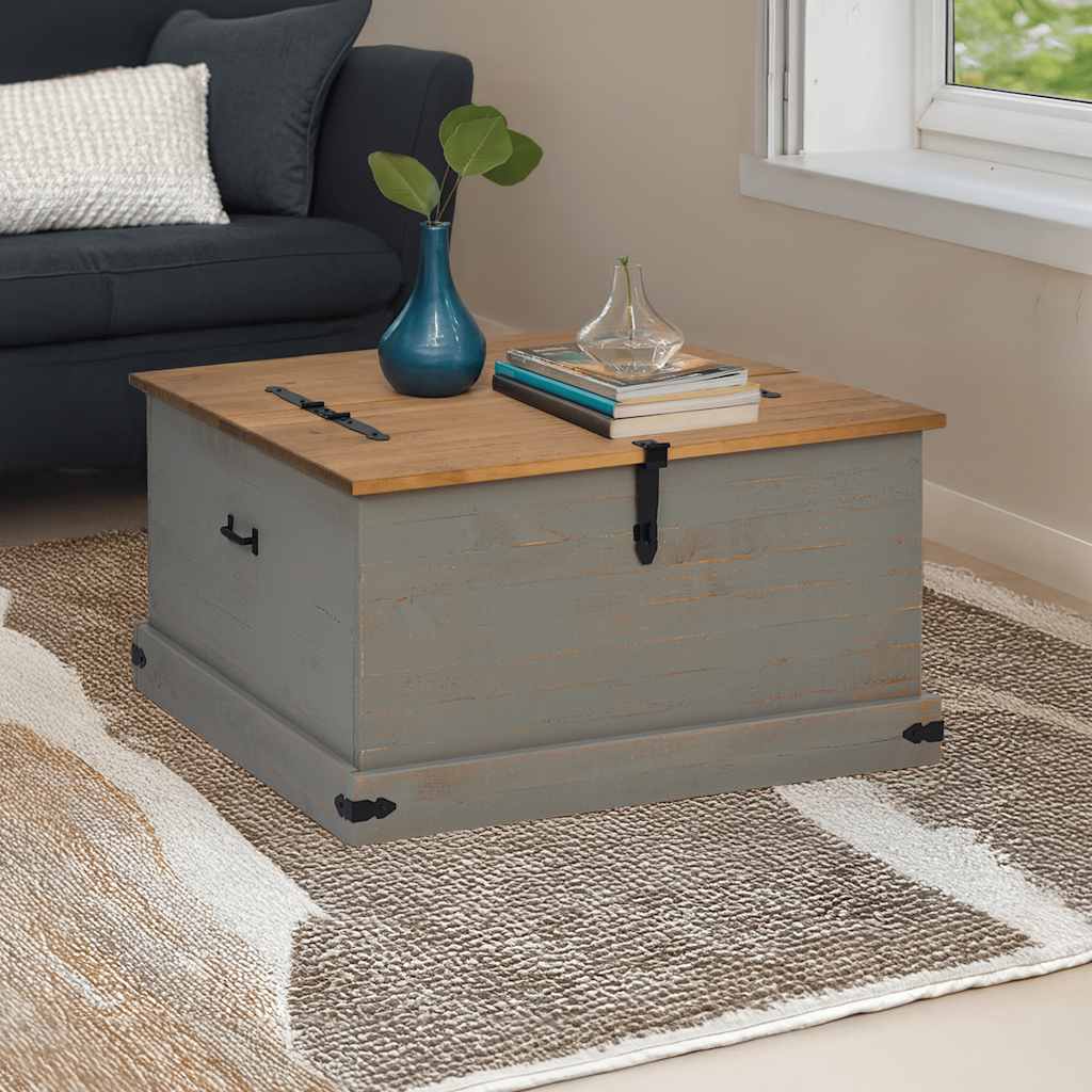 Cassapanca HALDEN Grigio 91x91x47 cm in Legno Massello di Pino