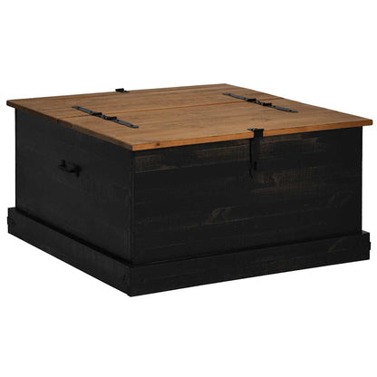 Cassapanca HALDEN Nero 91x91x47 cm in Legno Massello di Pino