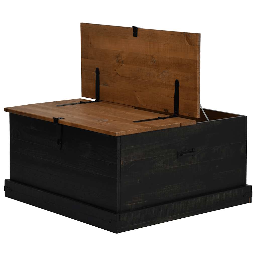 Cassapanca HALDEN Nero 91x91x47 cm in Legno Massello di Pino