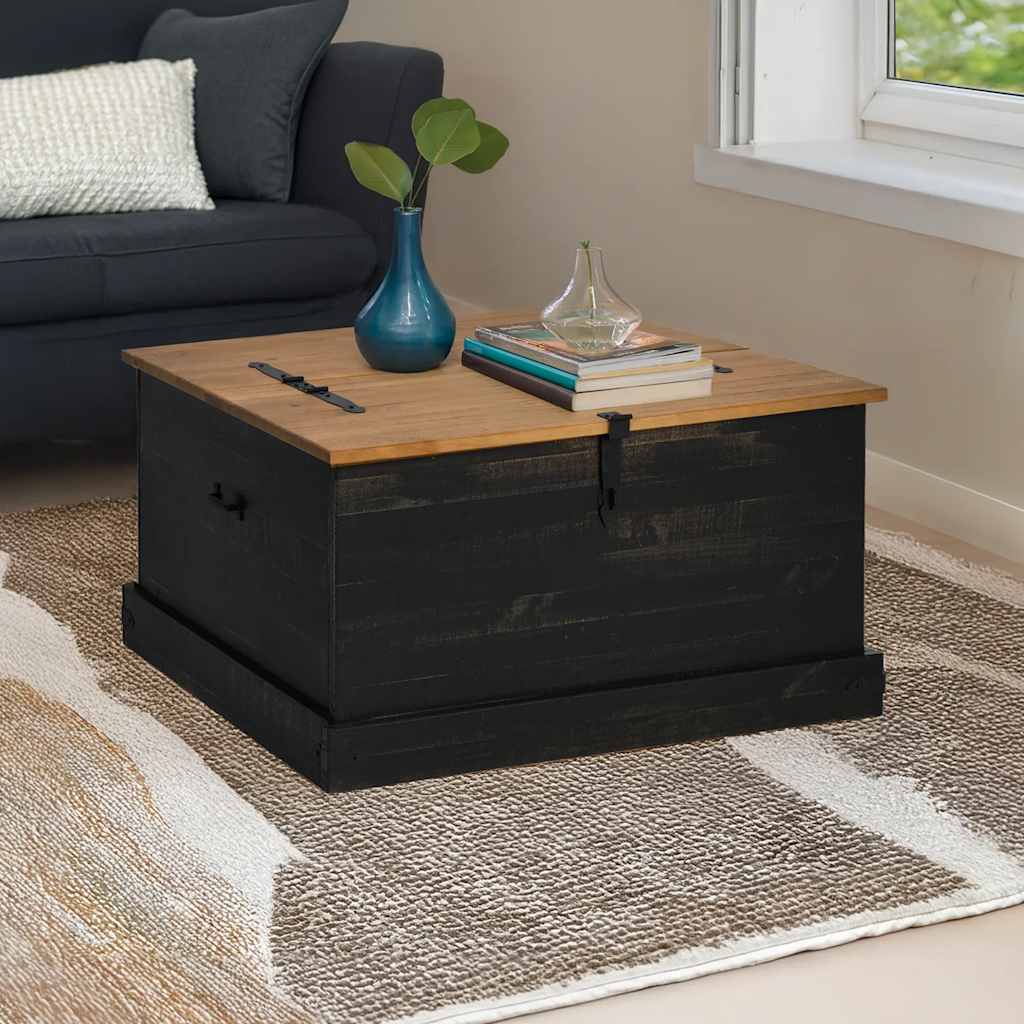 Cassapanca HALDEN Nero 91x91x47 cm in Legno Massello di Pino