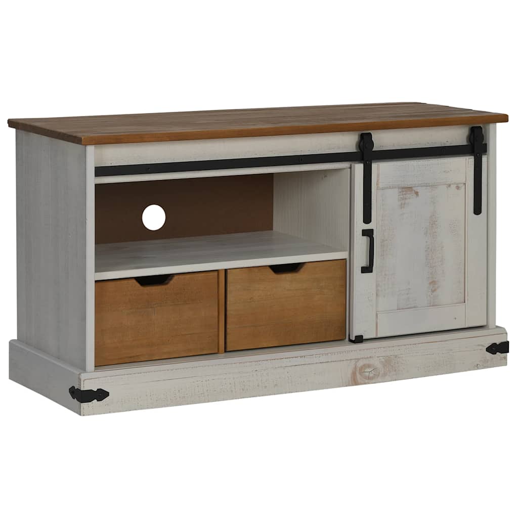 Mobile Porta TV HALDEN con Anta Scorrevole Bianco 110x40x60 cm