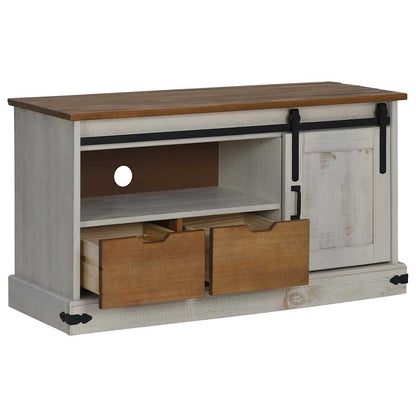 Mobile Porta TV HALDEN con Anta Scorrevole Bianco 110x40x60 cm
