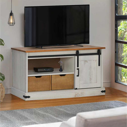Mobile Porta TV HALDEN con Anta Scorrevole Bianco 110x40x60 cm