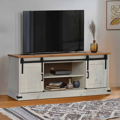 Mobile Porta TV HALDEN 2 Ante Scorrevoli Bianco 150x40x60 cm