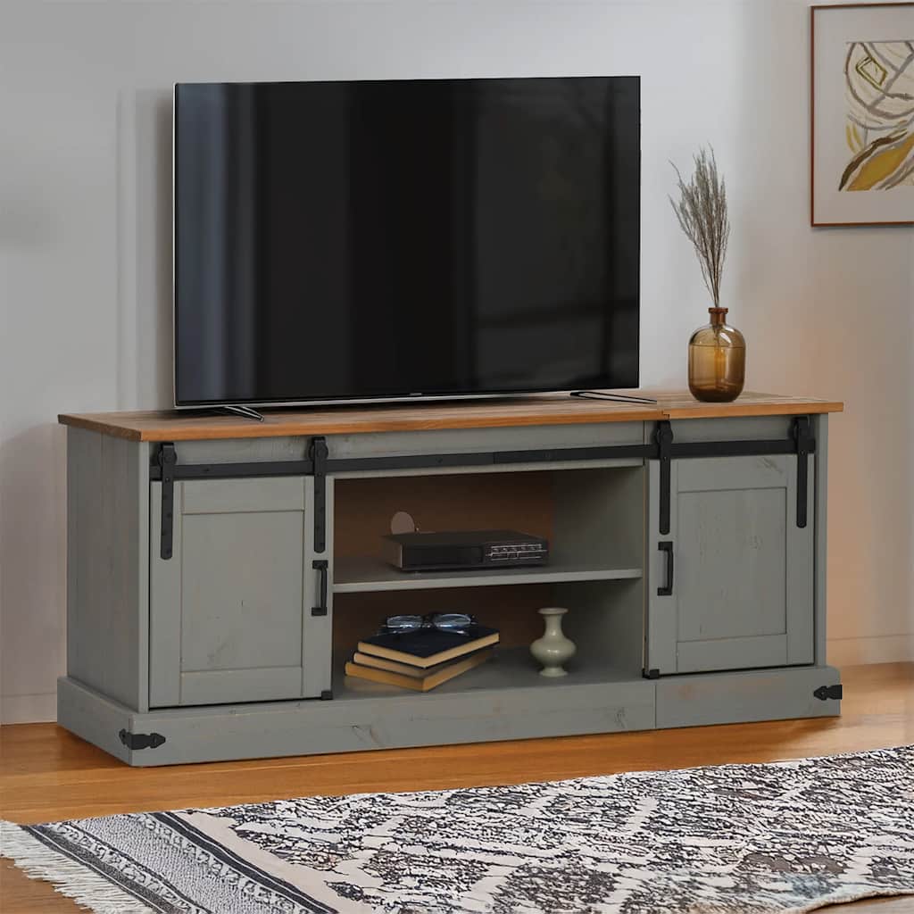 Mobile Porta TV HALDEN 2 Ante Scorrevoli Grigio 150x40x60 cm