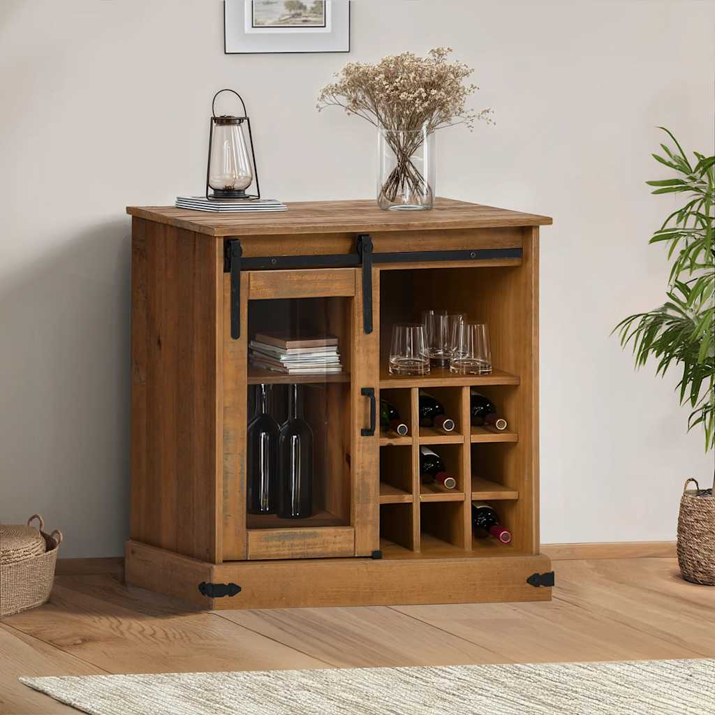 Credenza HALDEN con Anta Scorrevole 80x40x80 cm Legno Massello