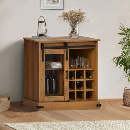 Credenza HALDEN con Anta Scorrevole 80x40x80 cm Legno Massello