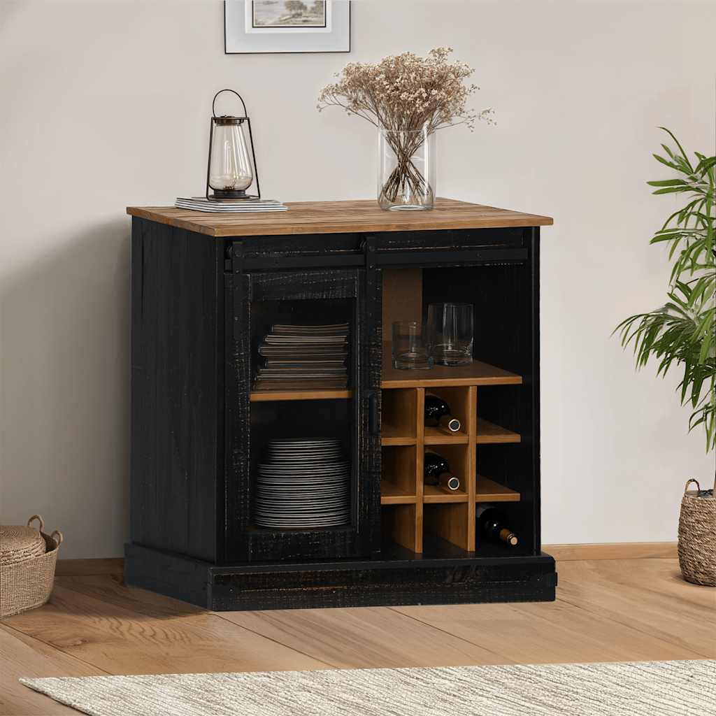 Credenza HALDEN con Anta Scorrevole 80x40x80 cm Legno Massello