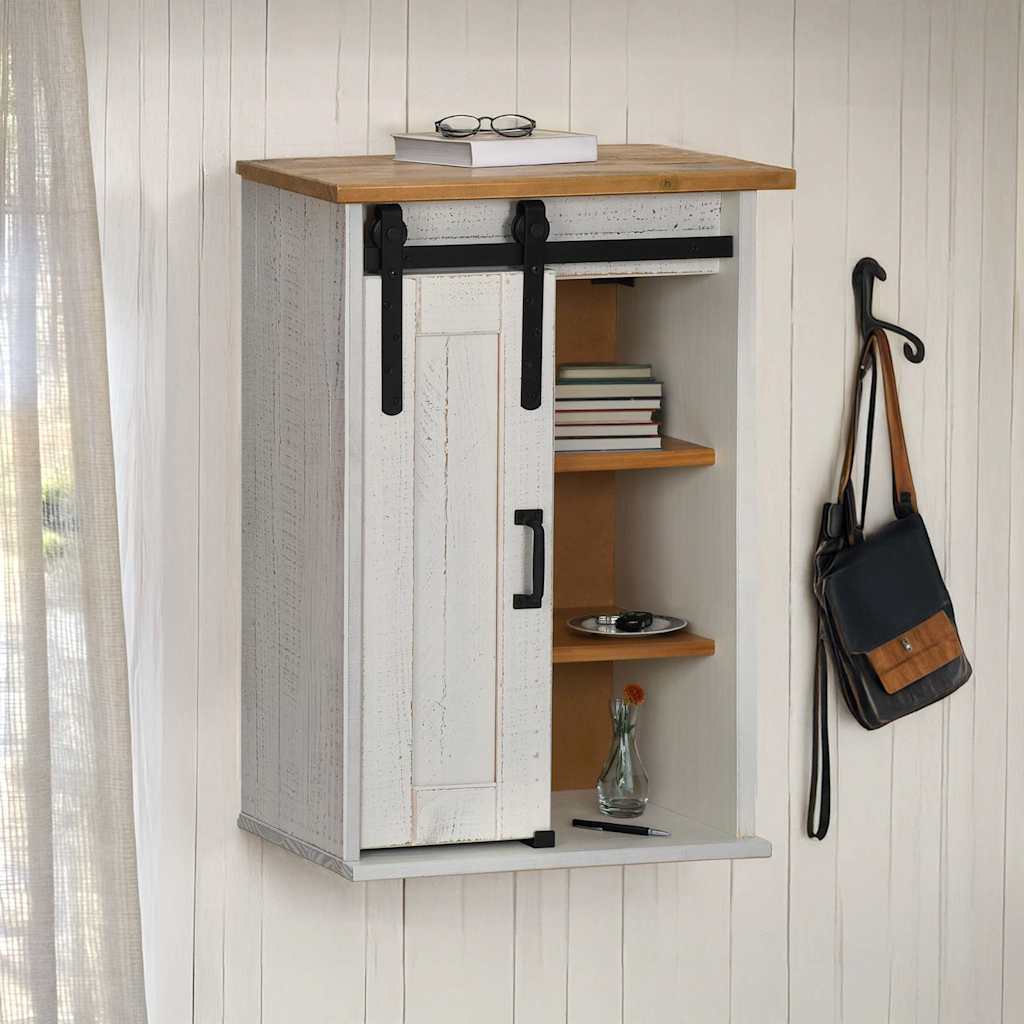 Pensile HALDEN con Anta Scorrevole Bianco 49x22,5x70 cm in Pino