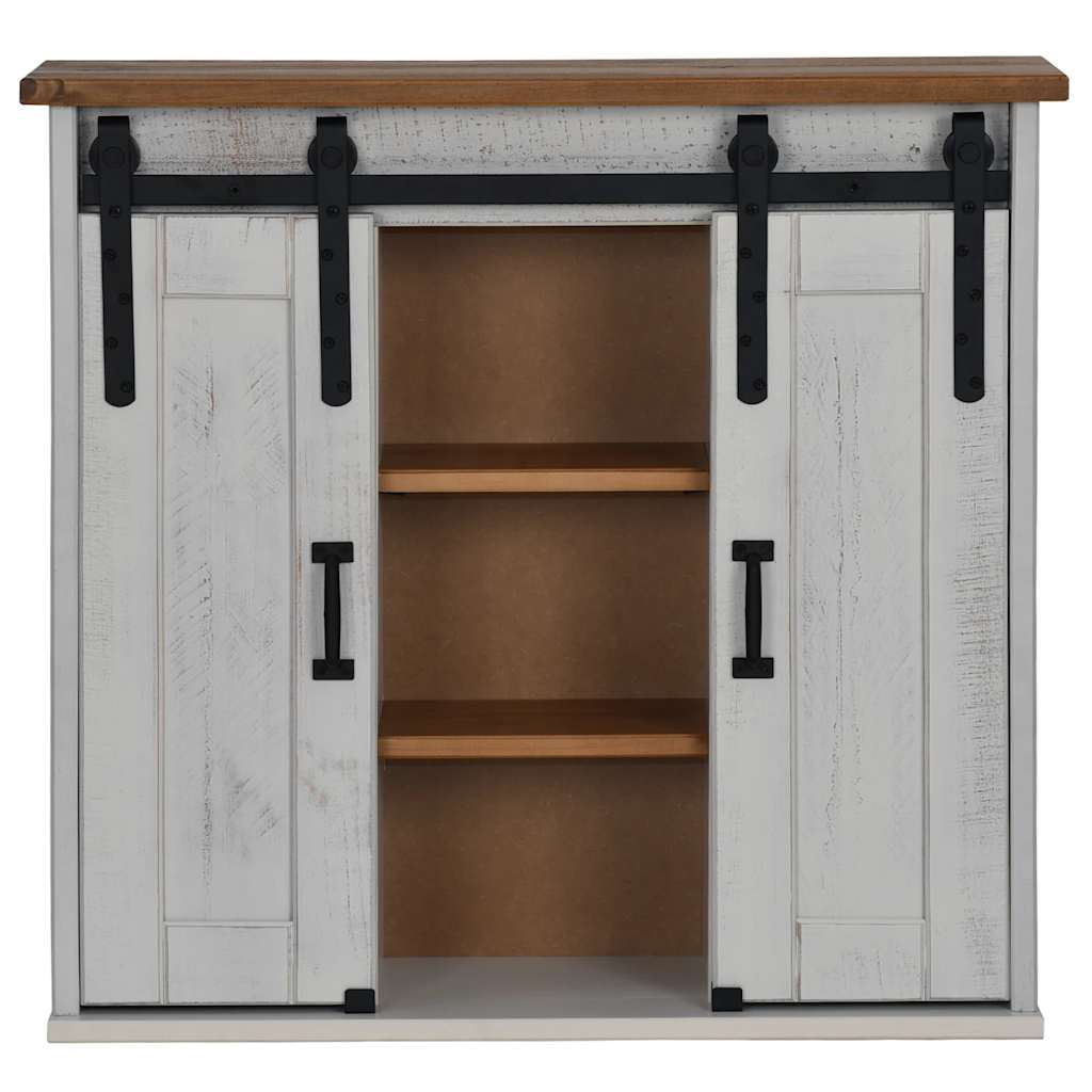 Pensile HALDEN 2 Ante Scorrevoli Bianco 75x22,5x70 cm Pino