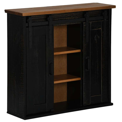 Pensile HALDEN 2 Ante Scorrevoli Nero 75x22,5x70 cm Pino