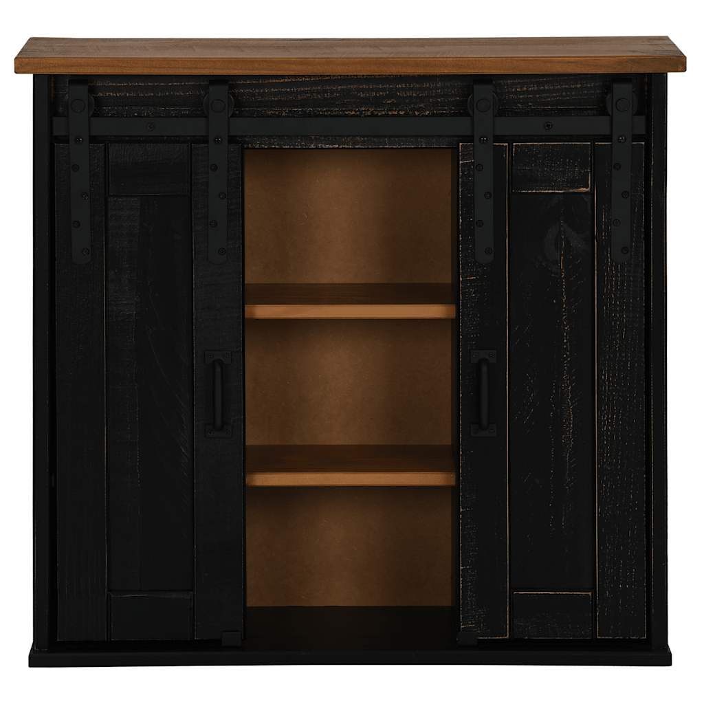 Pensile HALDEN 2 Ante Scorrevoli Nero 75x22,5x70 cm Pino