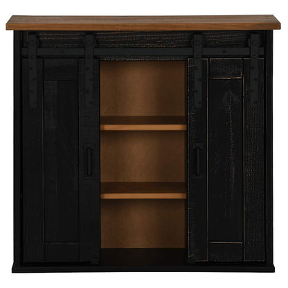 Pensile HALDEN 2 Ante Scorrevoli Nero 75x22,5x70 cm Pino